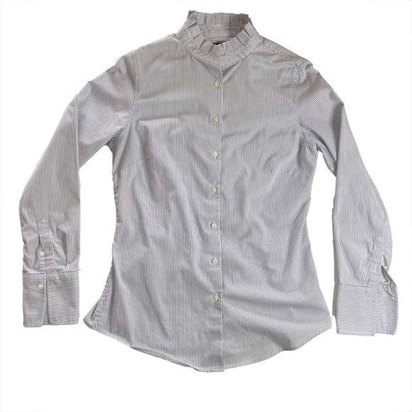 Banana Republic Blue and White Striped Riley Shirt Sz 4 - Picture 1 of 12